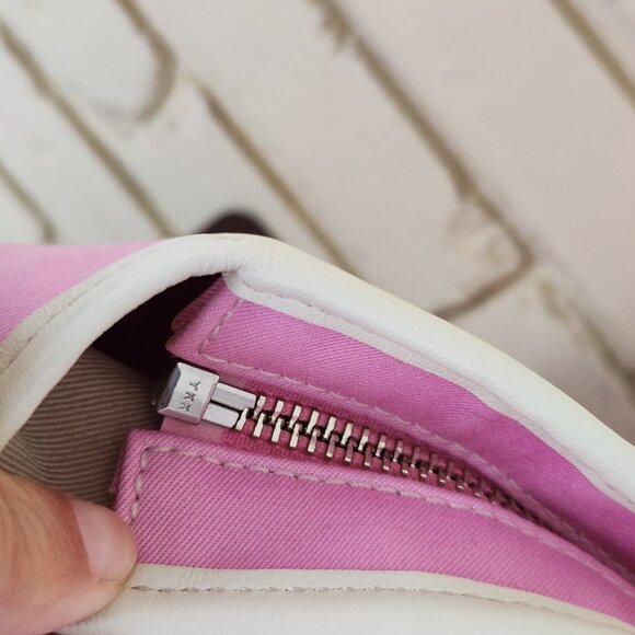 Euc Vintage Coach Hampton Pink & White Leather Shoulder Bag Tote Purse - Picture 14 of 16